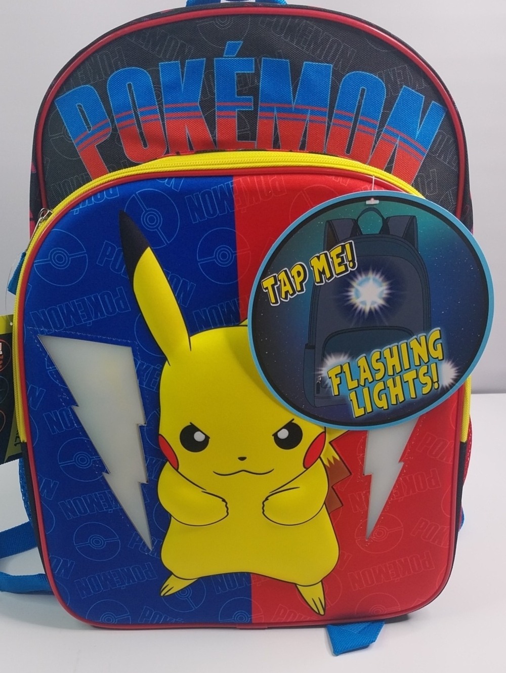 Poke'mon Kids Backpack With Flashing Lights - Yellow/Blue/Red